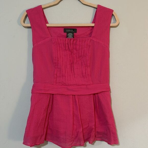 George Fuchsia Wish 100% Cotton Peplum Tank L - Picture 1 of 7